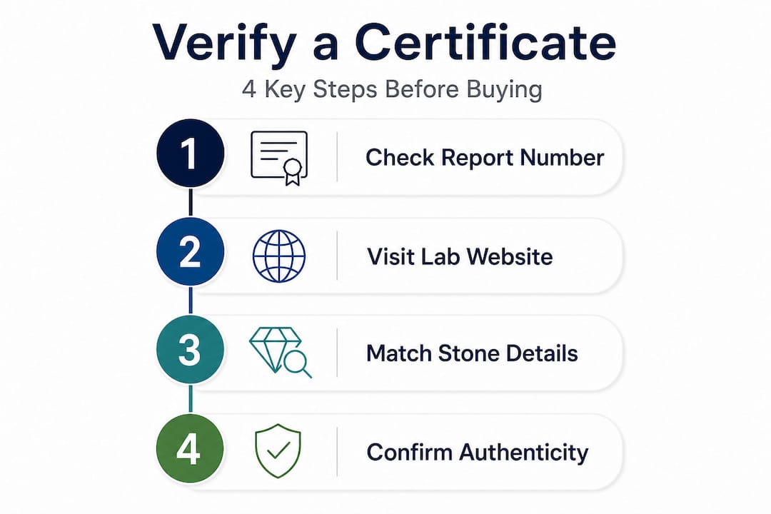 Infographic showing four steps to verify certificate