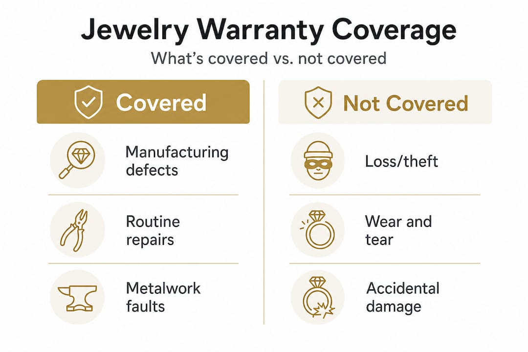 Infographic comparing jewelry warranty coverage