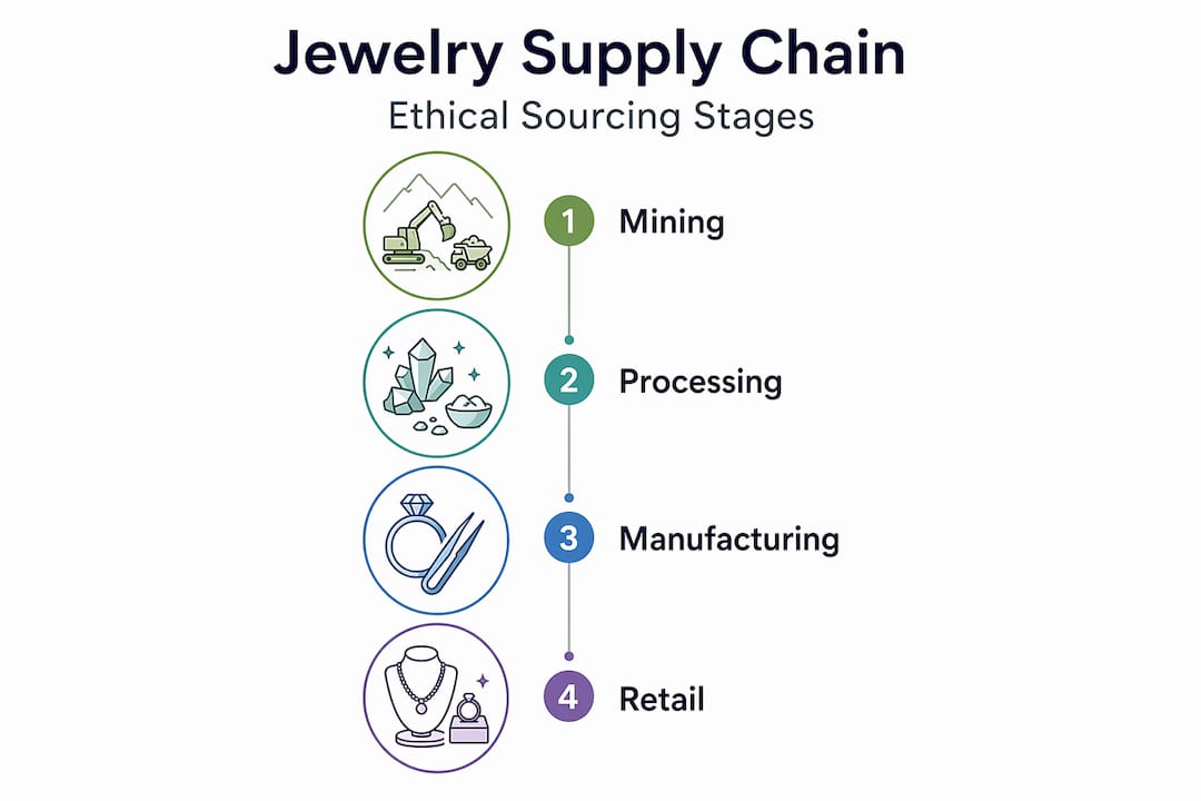 Infographic showing jewelry supply chain steps