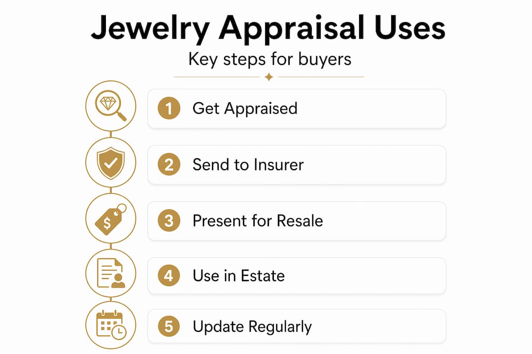 Infographic with steps to use a jewelry appraisal