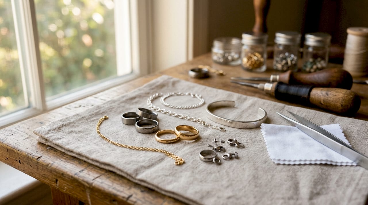 Hypoallergenic jewelry materials on display