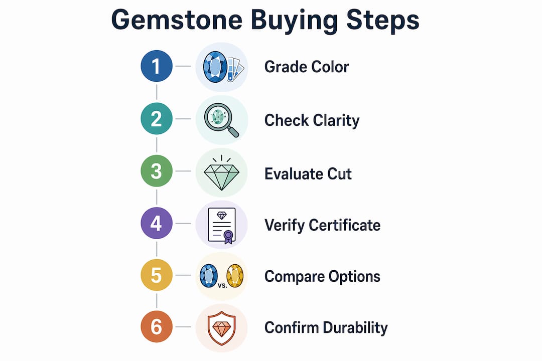 Infographic showing gemstone buying steps