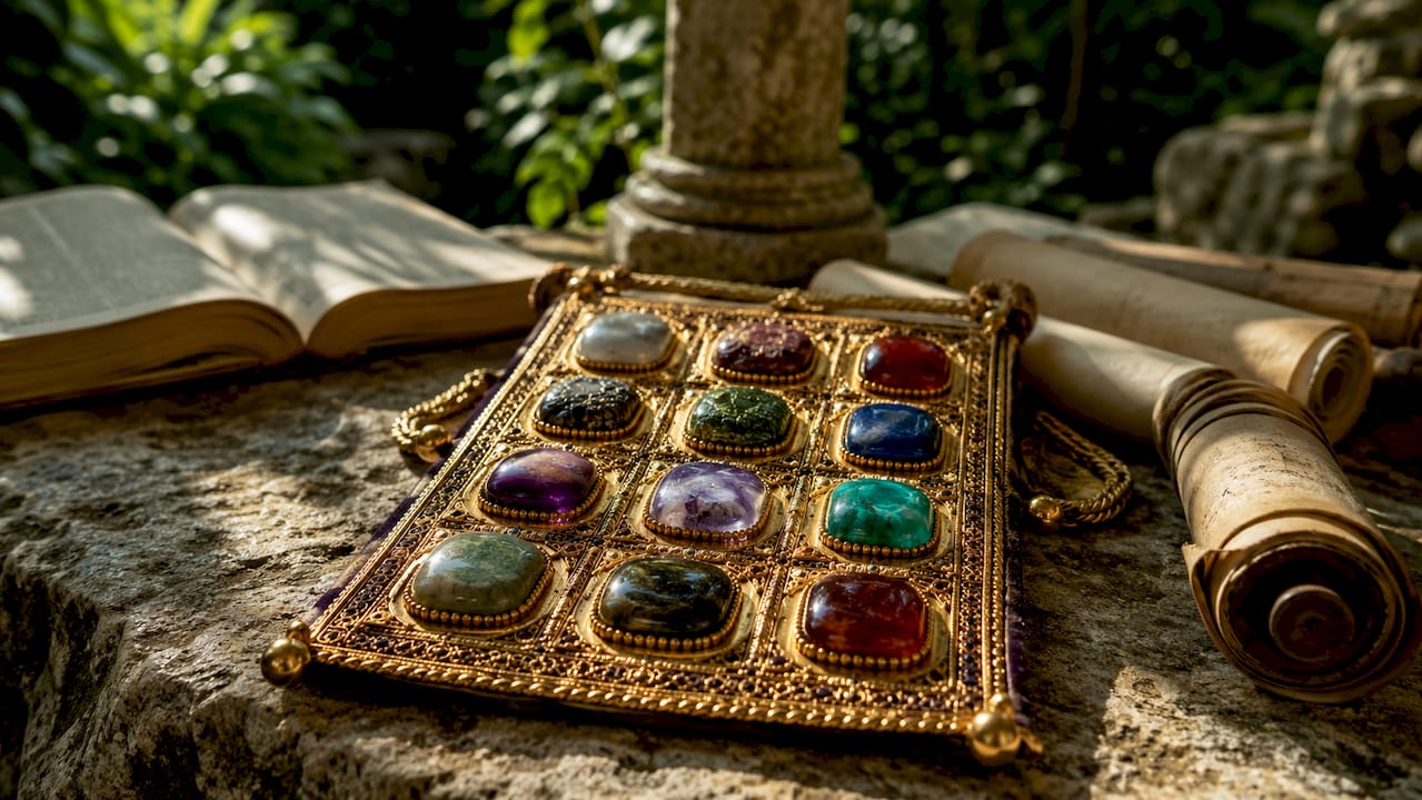 Replica of ancient gemstone breastplate