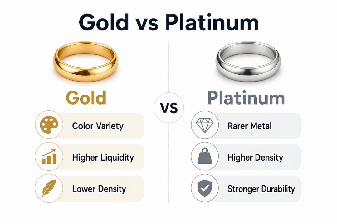 Infographic comparing gold and platinum key differences