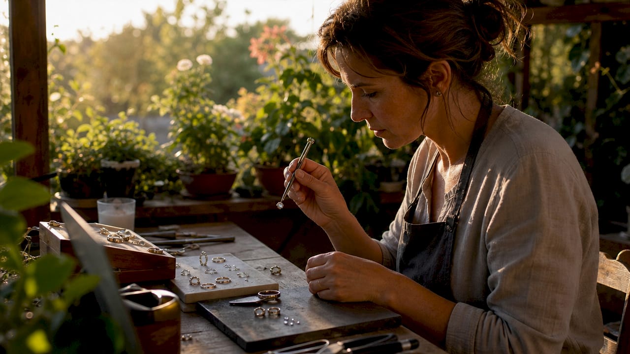 Jeweler inspecting solitaire engagement ring