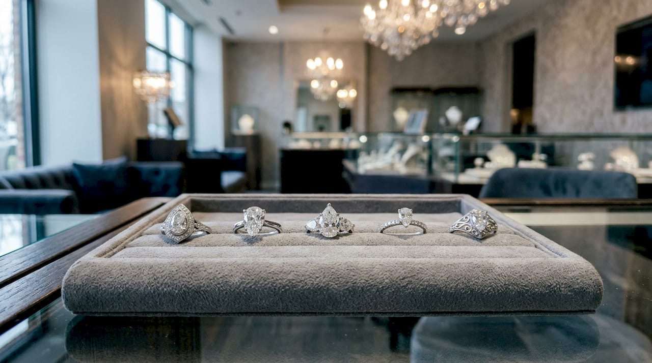 Variety of pear shaped diamond ring styles