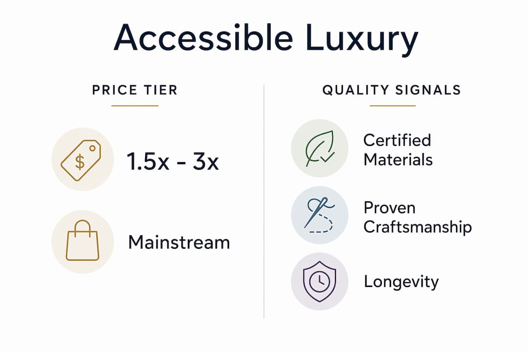 Infographic comparing price and quality aspects of accessible luxury