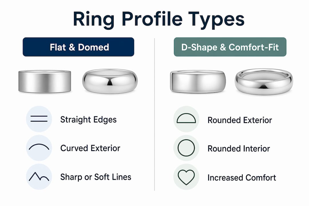 Infographic comparing engagement ring profile types