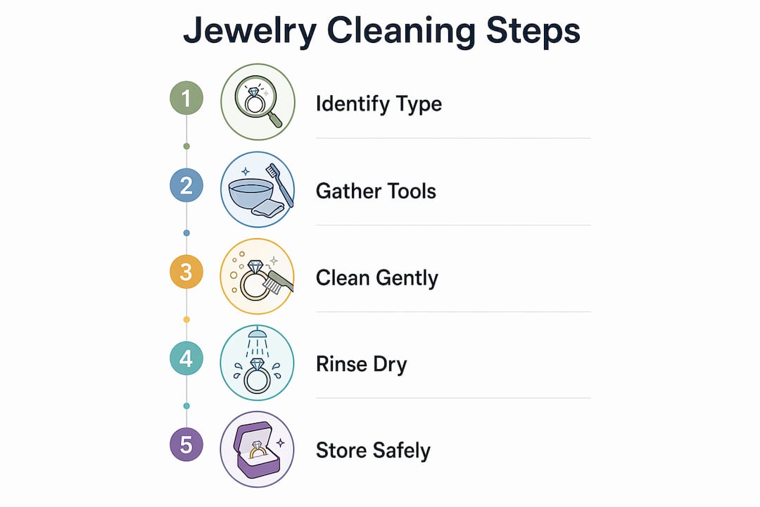 Infographic showing jewelry cleaning steps