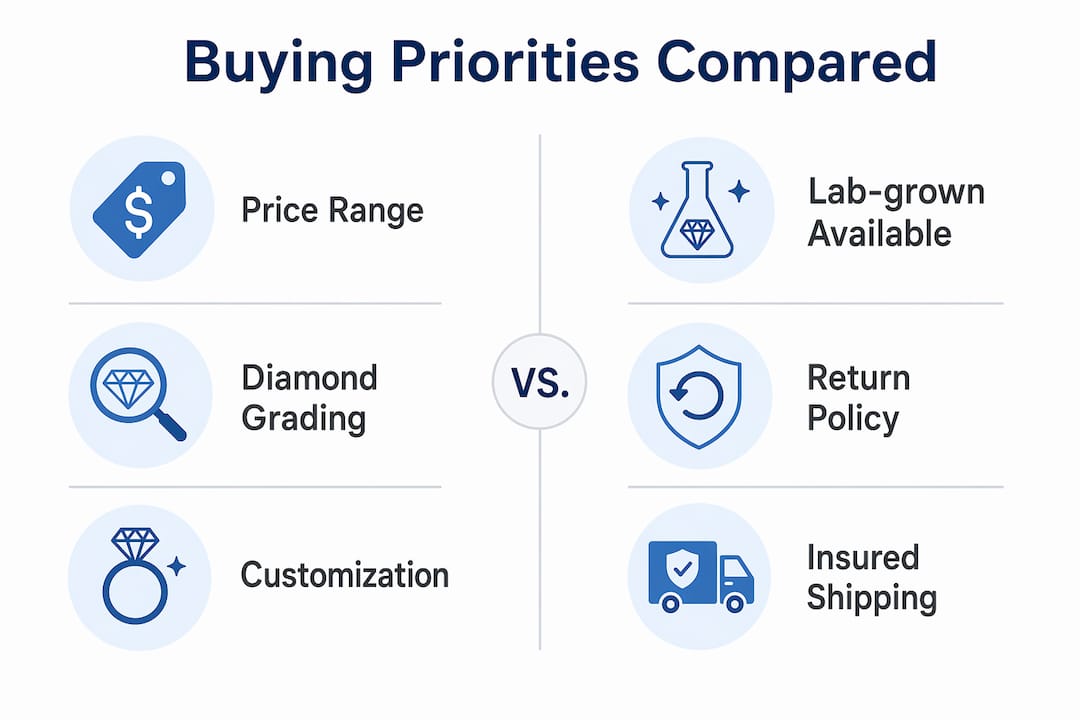 Infographic comparing buying priorities of alternatives