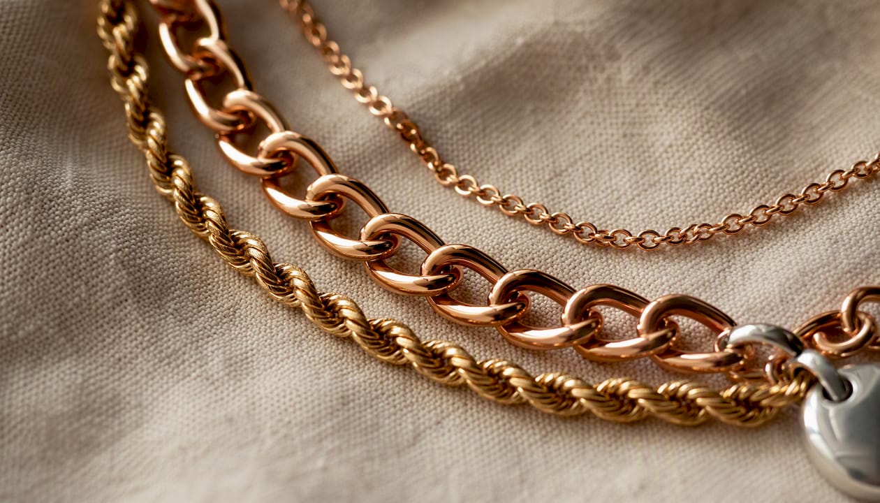 Mixed metal textured necklaces close-up