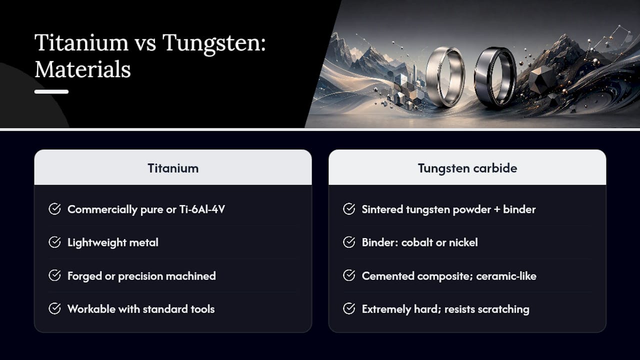 What Titanium and Tungsten Rings Are Actually Made Of — overview diagram
