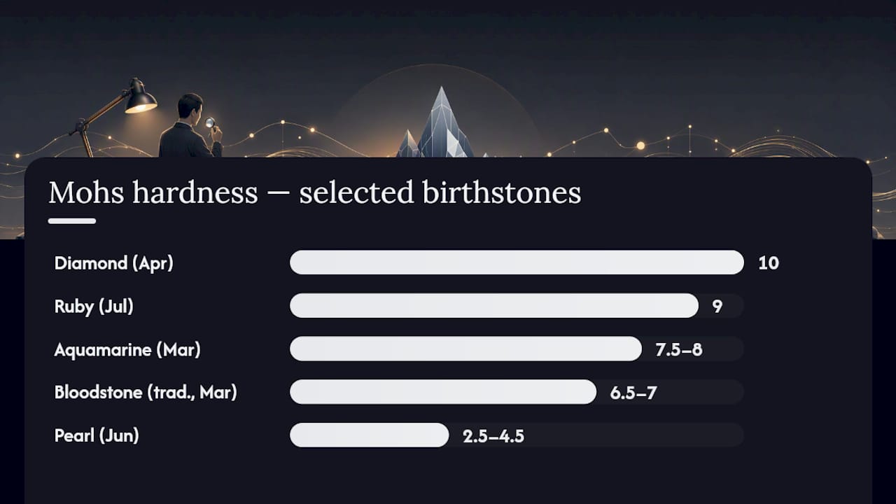 Chart comparing birthstone hardness on Mohs scale