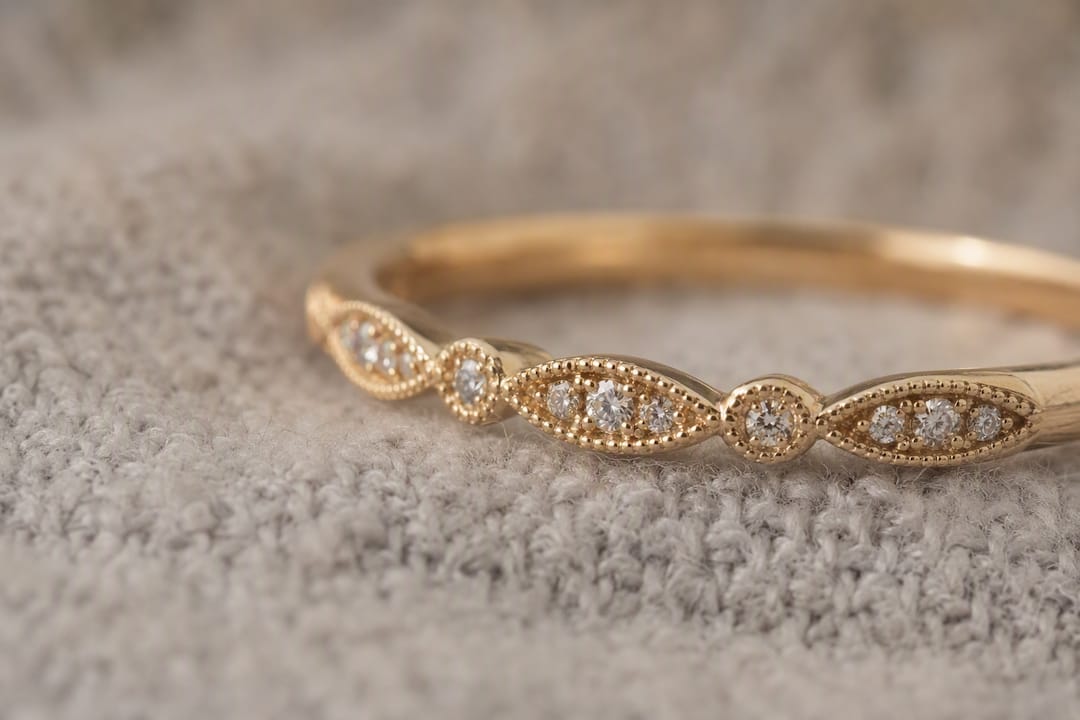 Close-up of accent stones in ring setting