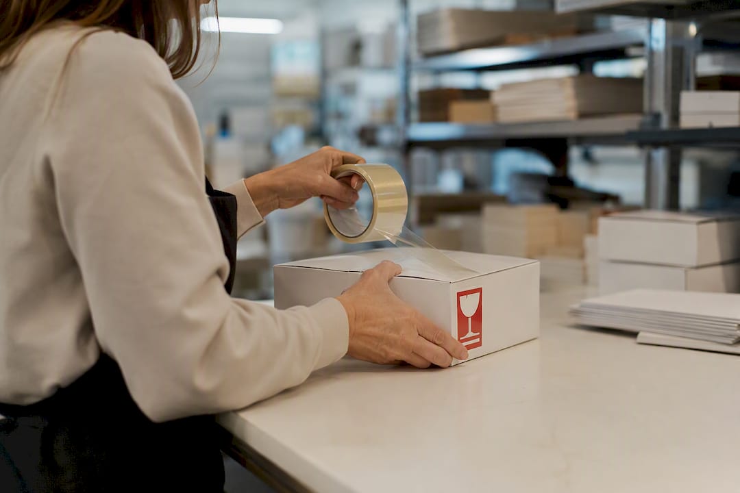 Sealing jewelry parcel with fragile sticker
