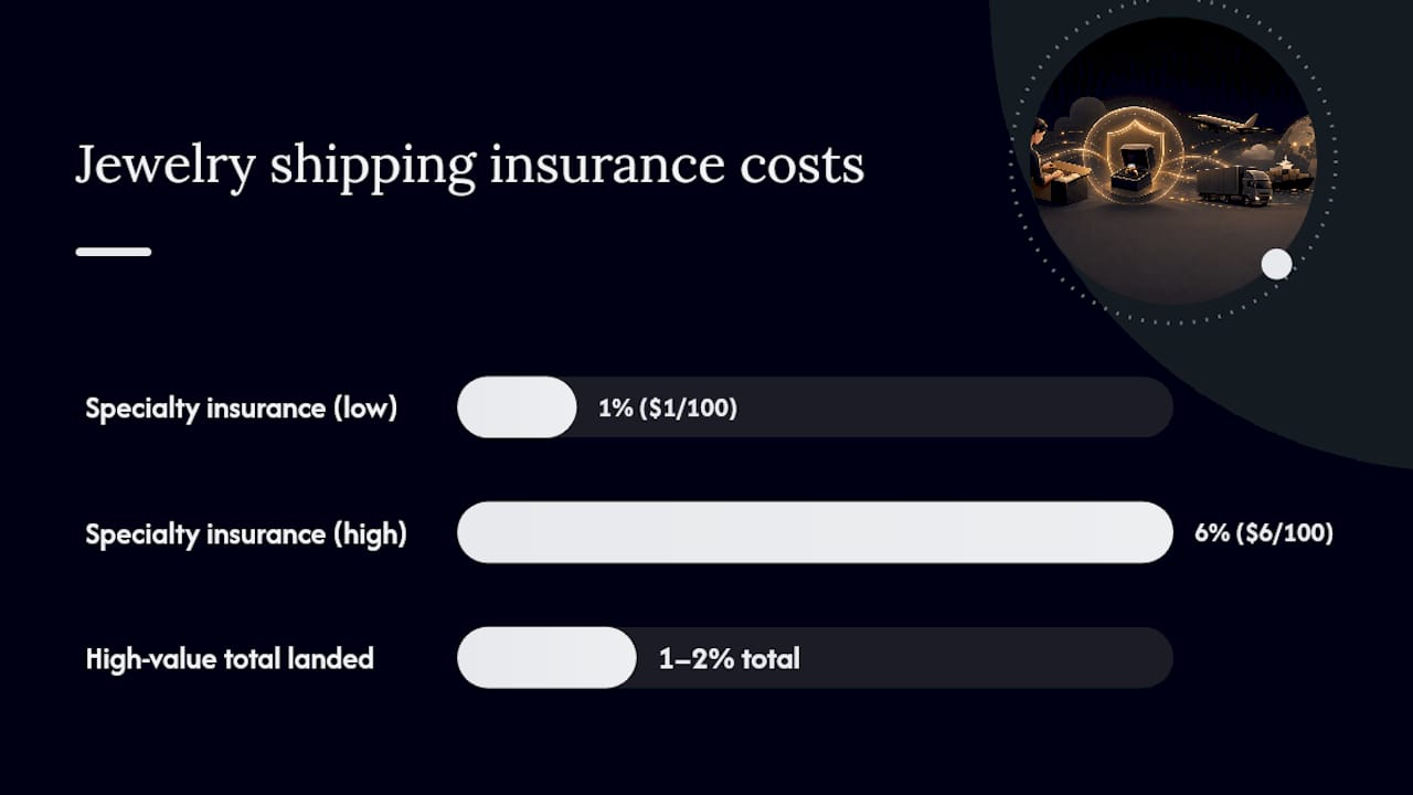 Diagram of jewelry shipping insurance cost scales