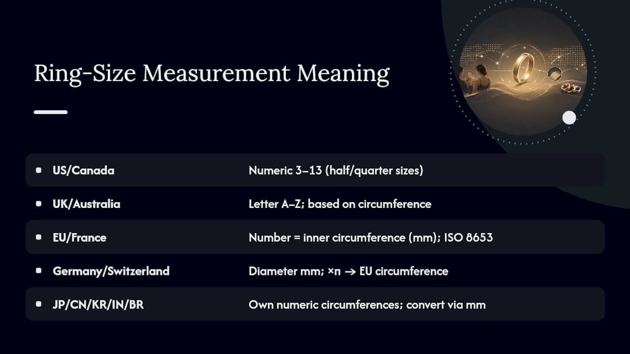 International ring size systems linked by millimeters