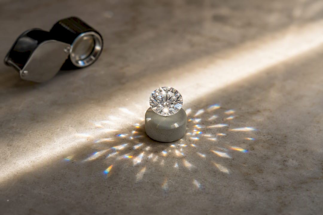 Light passing through a cut diamond