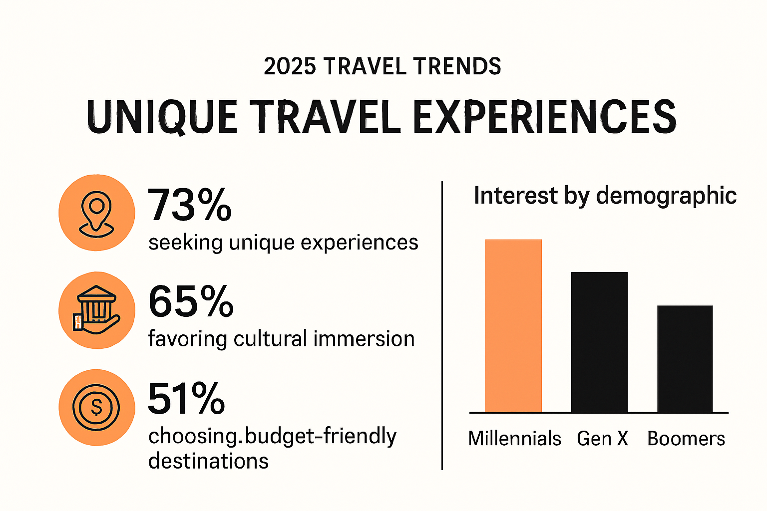 Infographic of 2025 travel trends and unique experiences