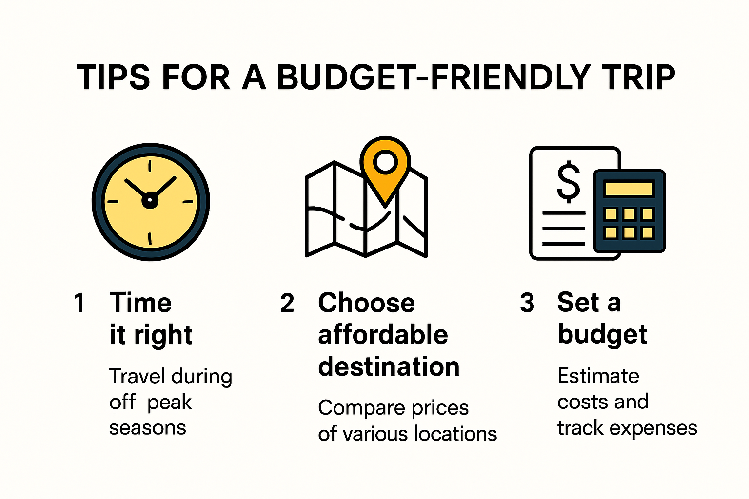 Infographic showing how to travel on a budget steps