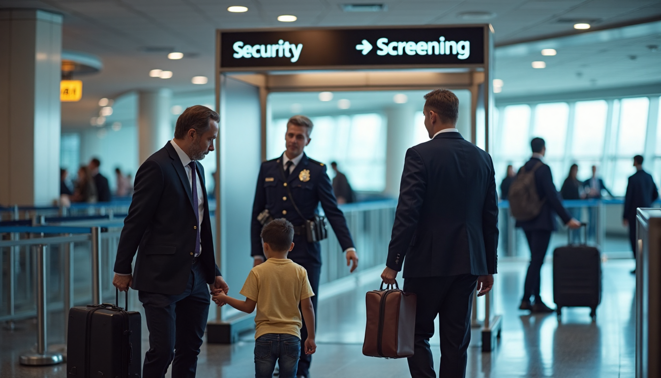 Travelers preparing for airport security screening process