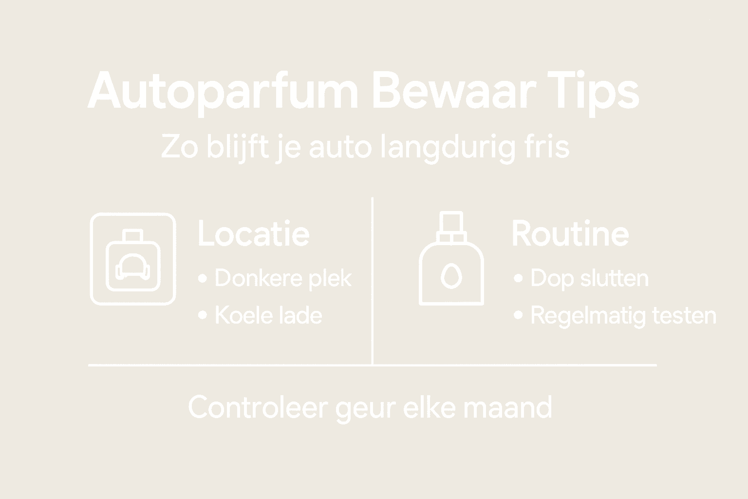 Overzichtelijke infographic met tips voor het bewaren van autoparfum