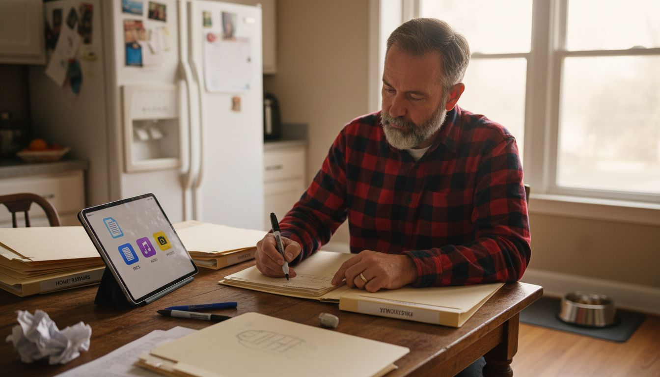 Man categorizes types of saved content