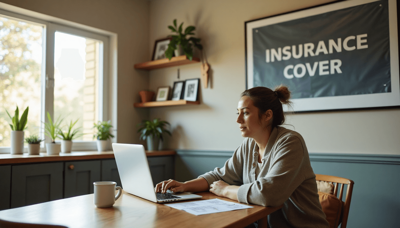 Homeowner reviewing insurance documents at kitchen table