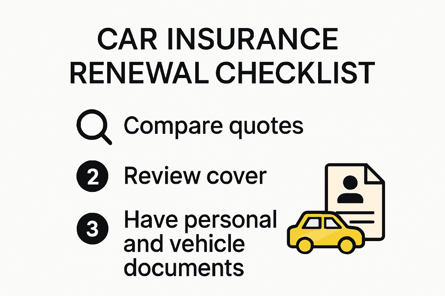 Step-by-step car insurance renewal checklist infographic