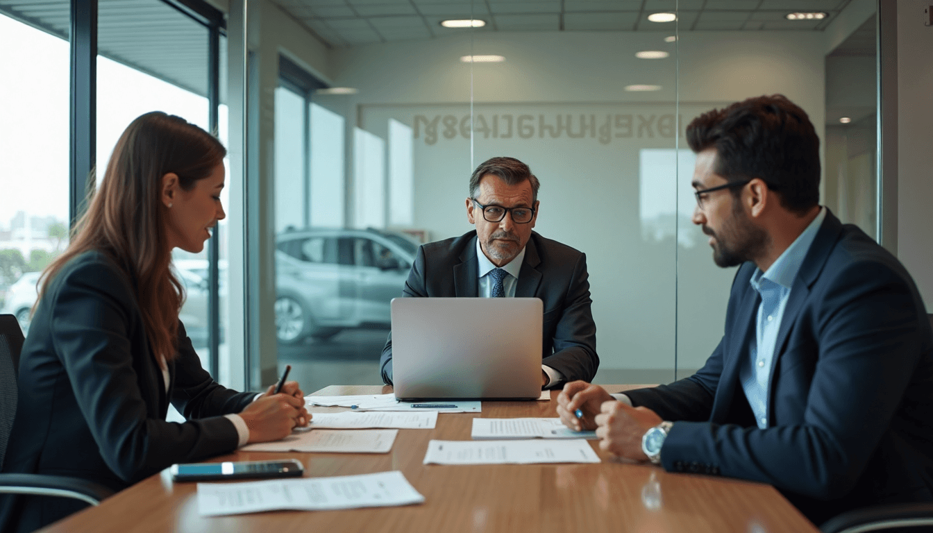 Insurance agents assist customer with vehicle theft claim paperwork