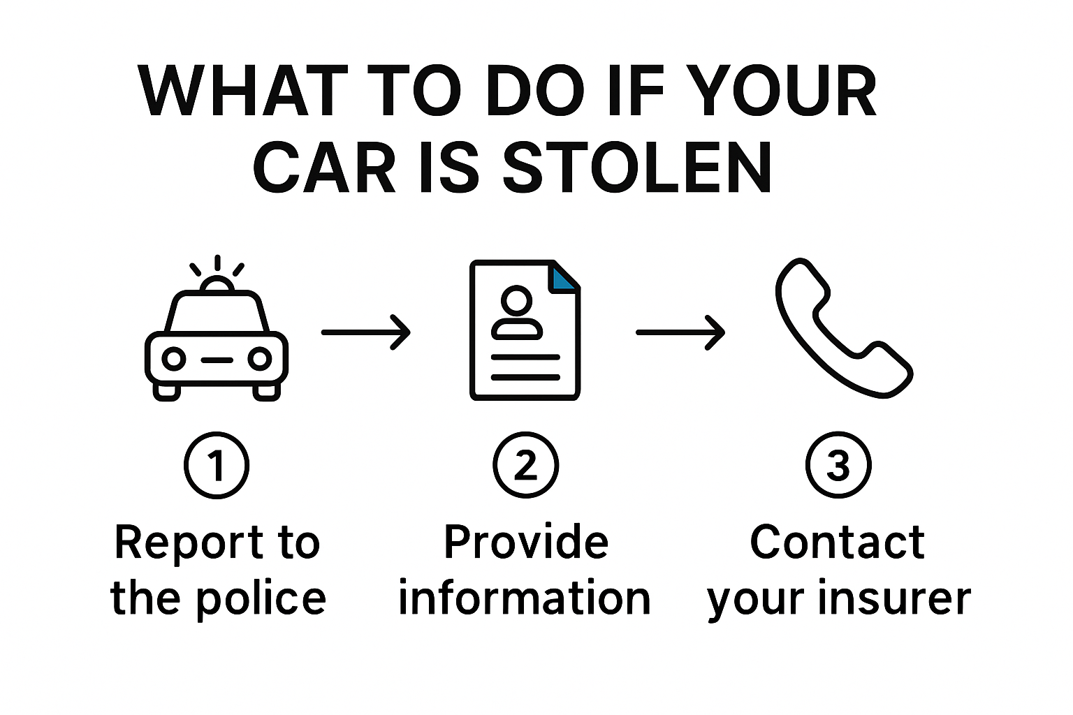 Infographic showing steps after vehicle theft
