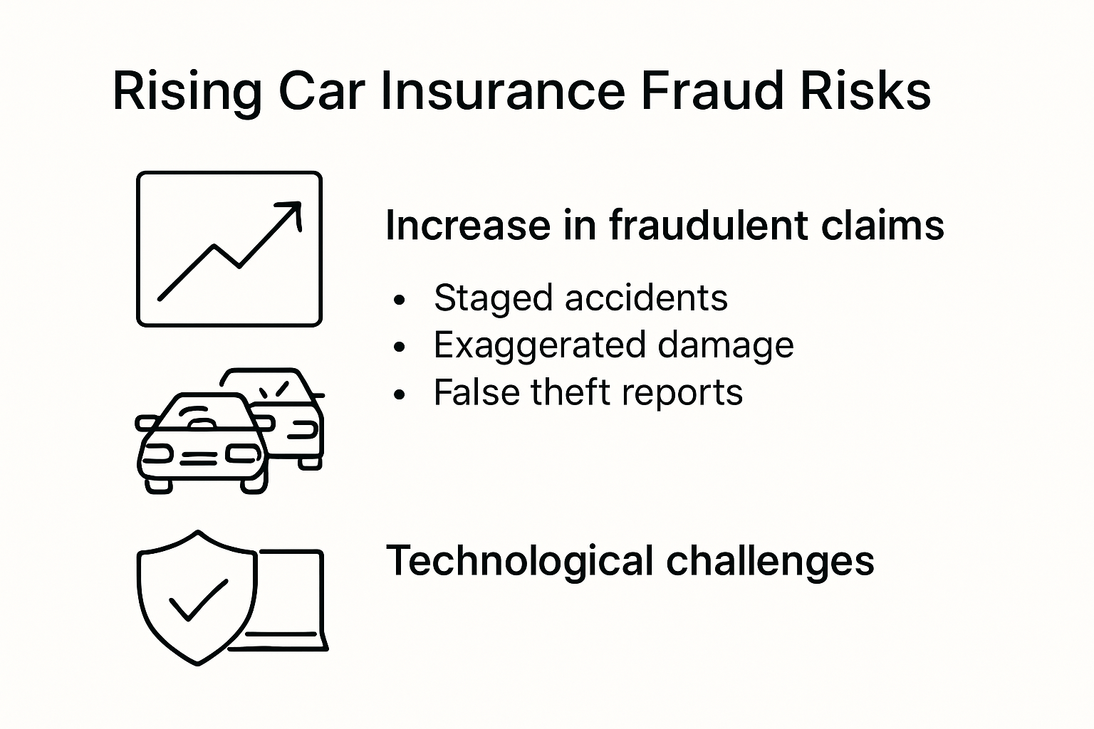Infographic showing car insurance fraud risks and trends in 2025.