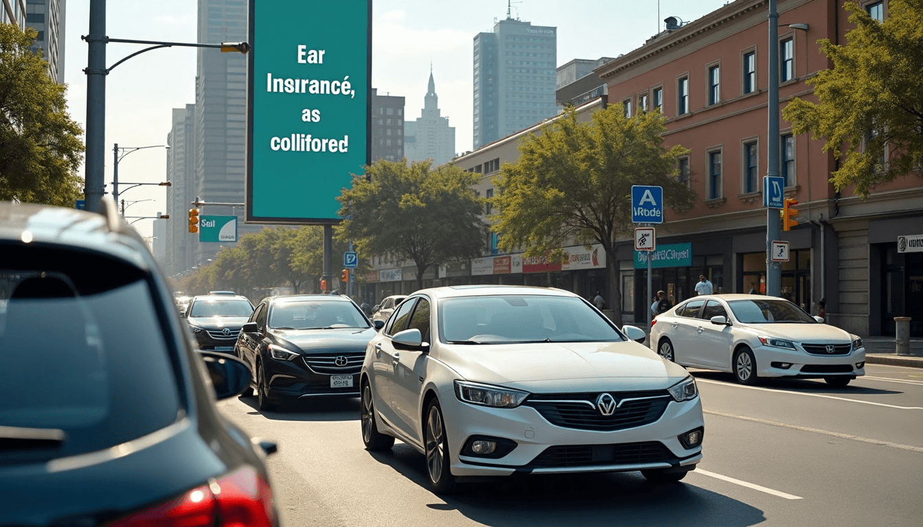 Urban South African intersection with cars and insurance billboard