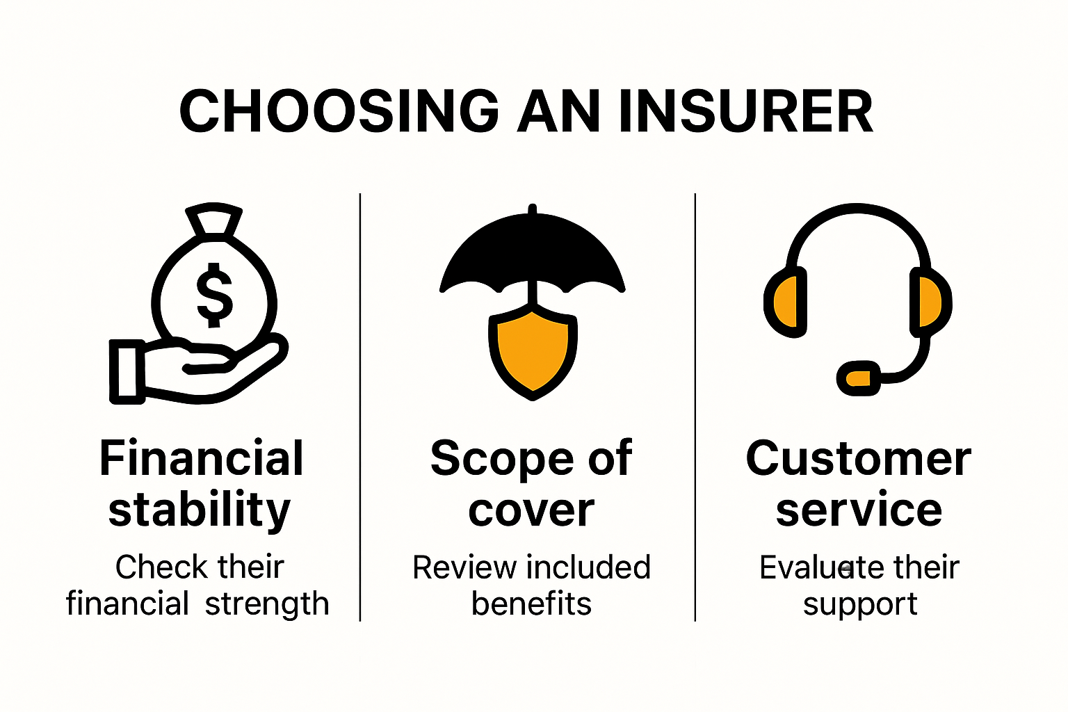Infographic listing top tips for choosing an insurer