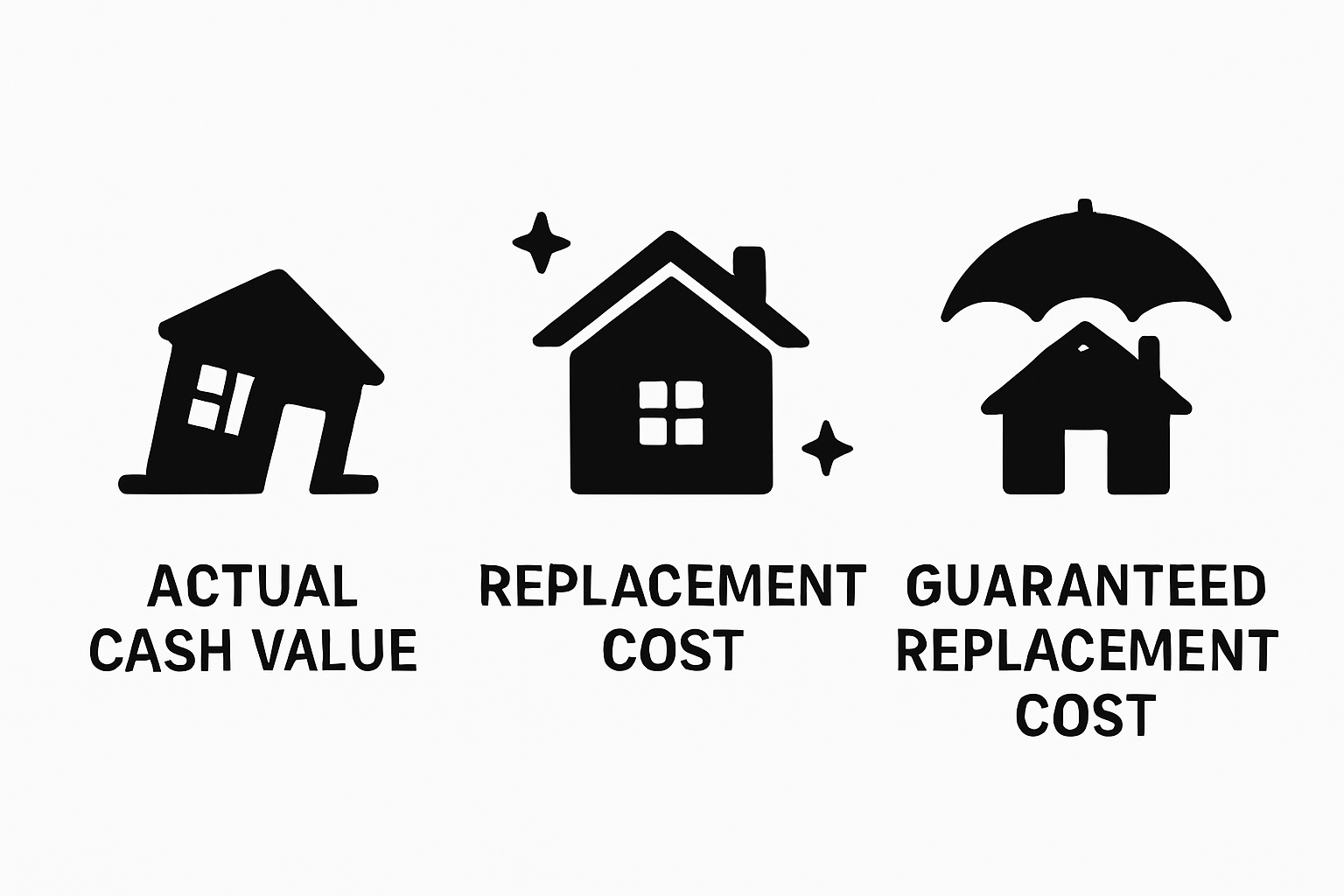 Comparative infographic showing three types of fire insurance coverage