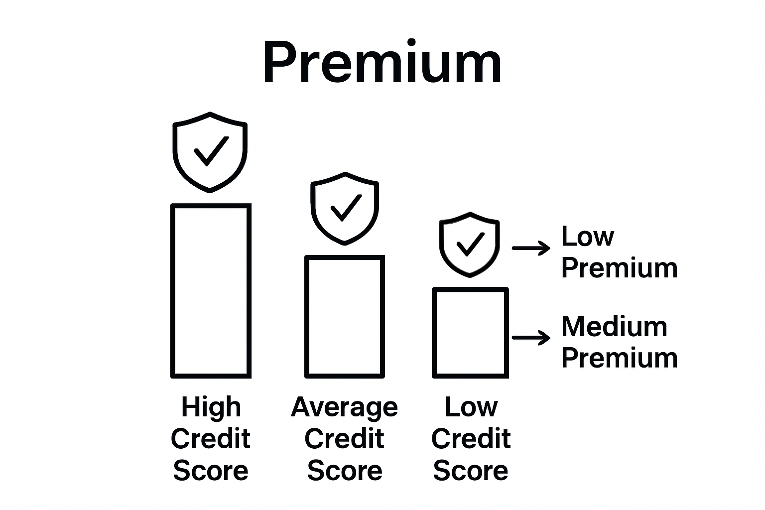 Chart comparing credit scores to insurance premium levels.