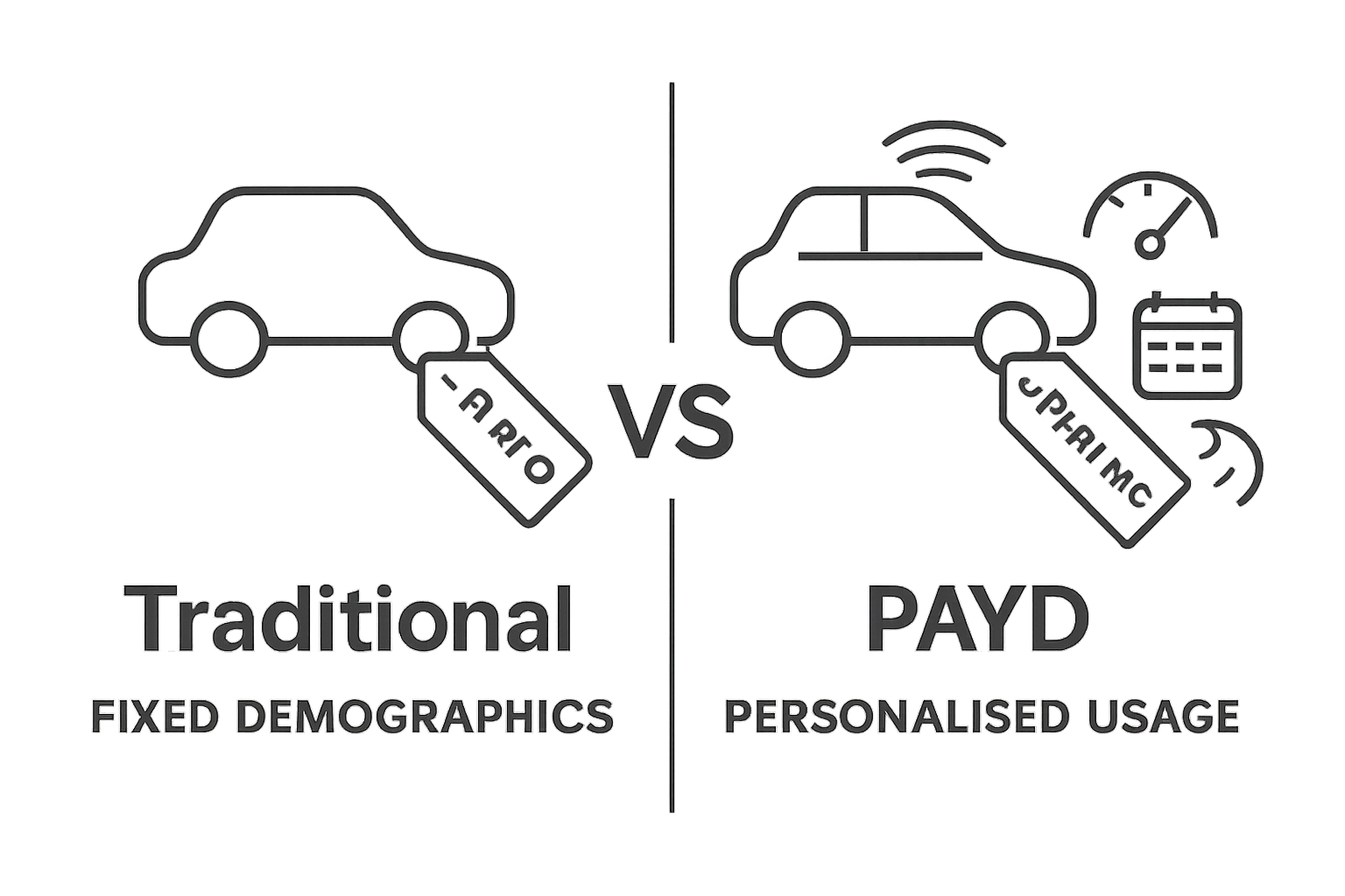 Infographic comparing traditional vs Pay As You Drive insurance pricing