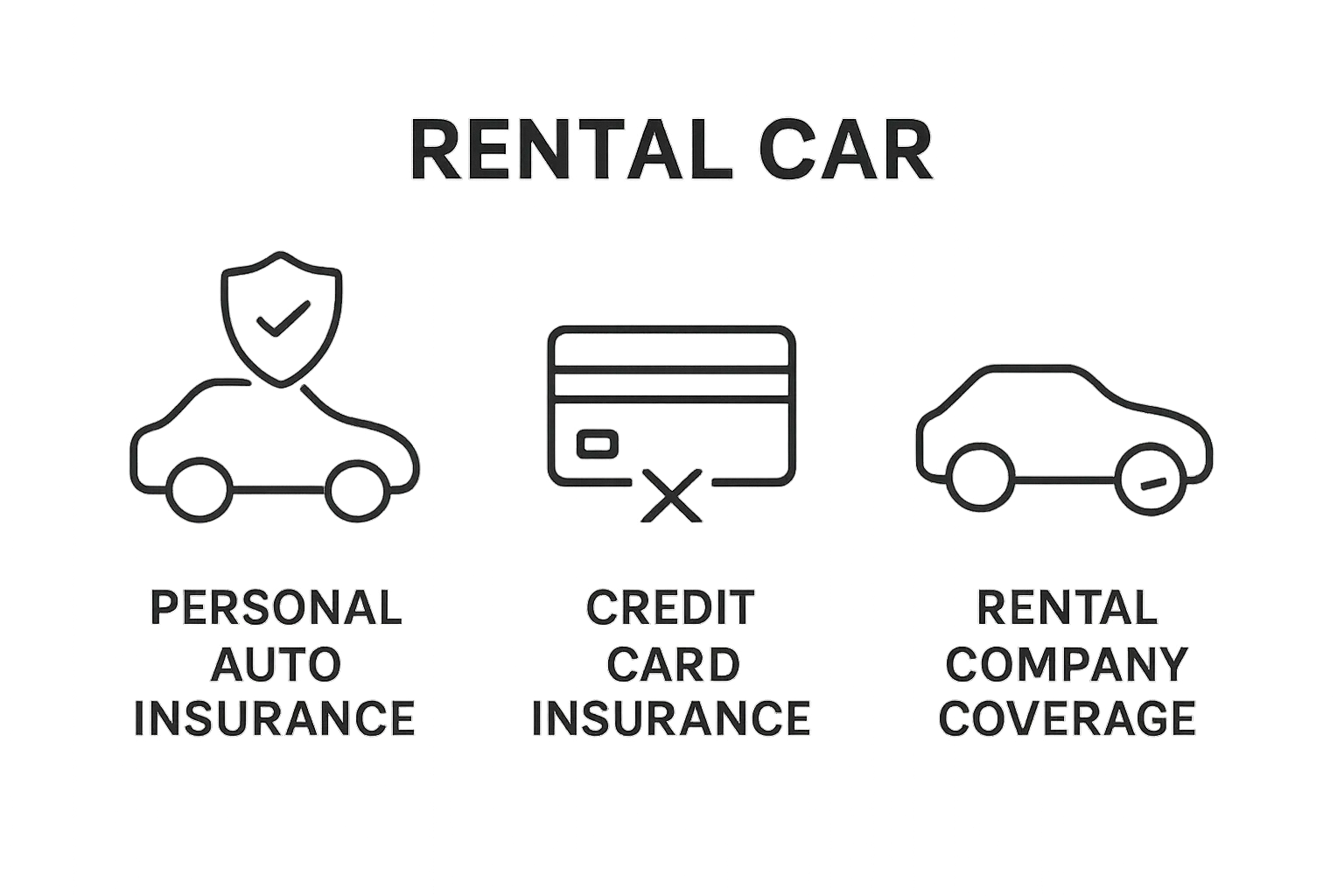 Rental car insurance coverage comparison icons