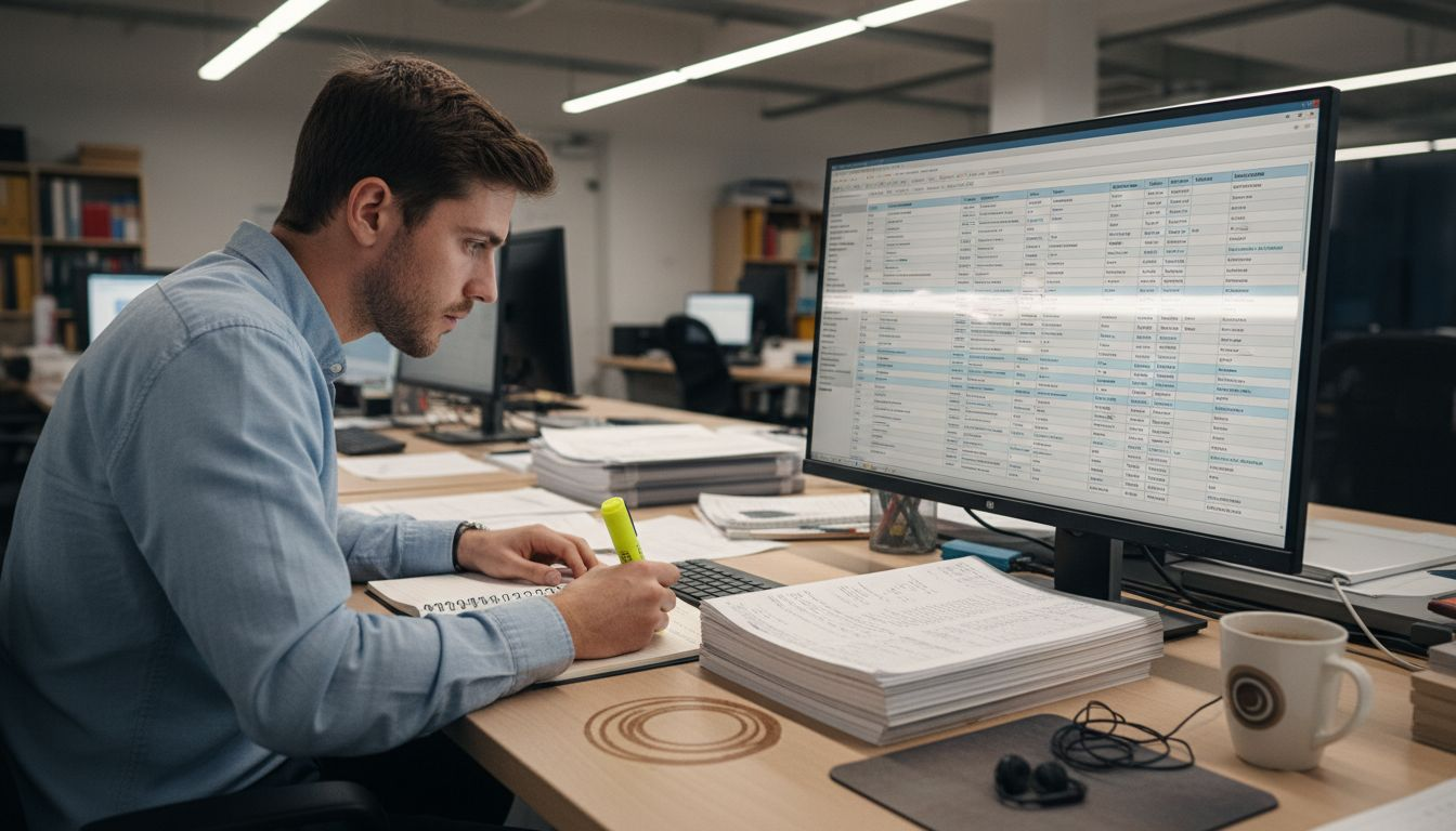 Translator reviewing structured glossaries on screen