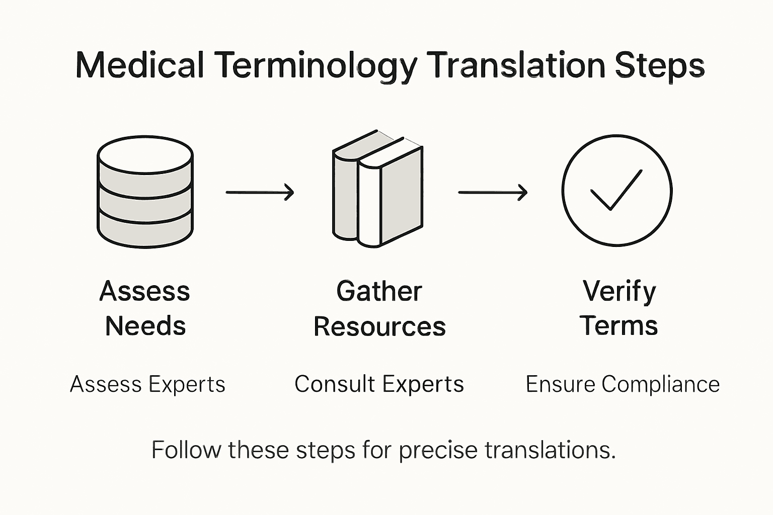 Infographic steps for medical translation workflow