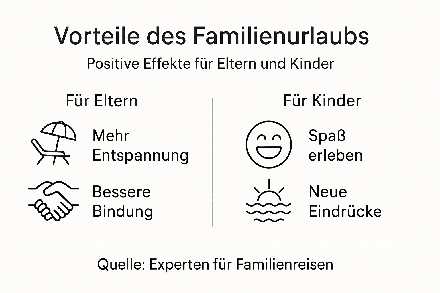 Infografik: Warum ein gemeinsamer Familienurlaub Eltern und Kindern guttut