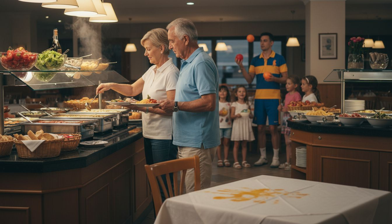Urlauber am Buffet eines All-Inclusive-Hotels
