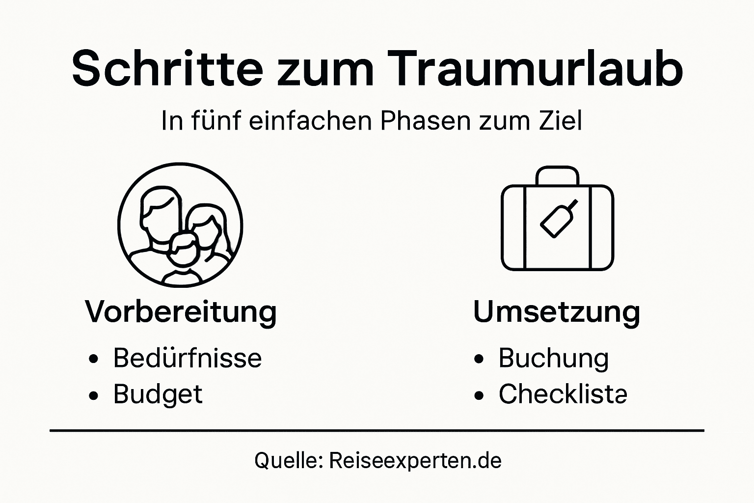 &Uuml;bersichtliche Grafik mit den wichtigsten Schritten und Bereichen rund um die Urlaubsplanung