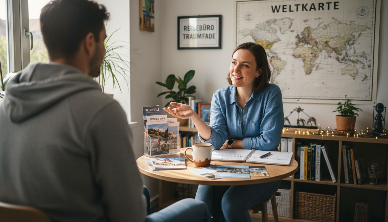 Beratungsgespr&auml;ch im Reiseb&uuml;ro: Gemeinsam den perfekten Urlaub planen