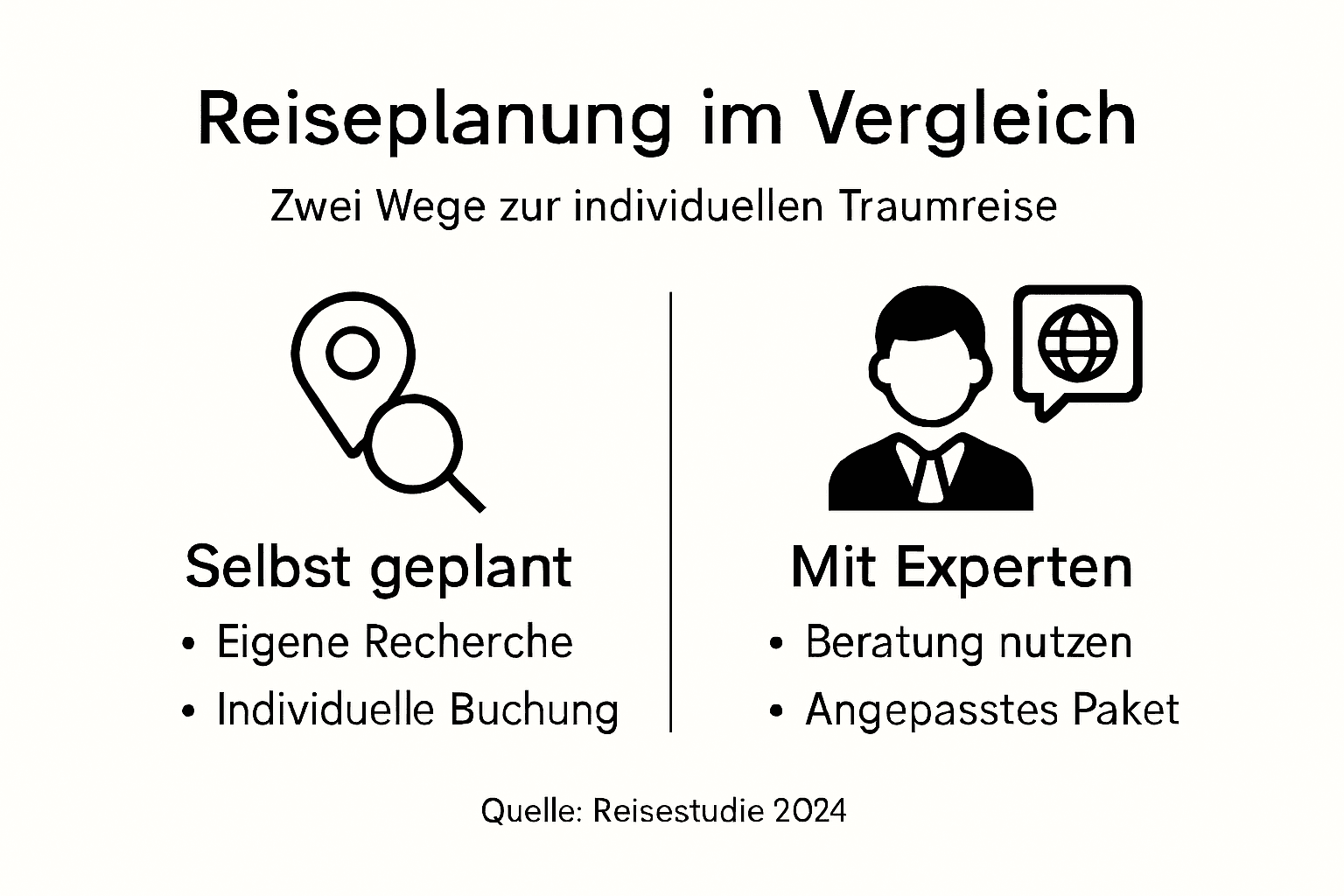 Infografik: Verschiedene M&ouml;glichkeiten, die eigene Reise zu planen