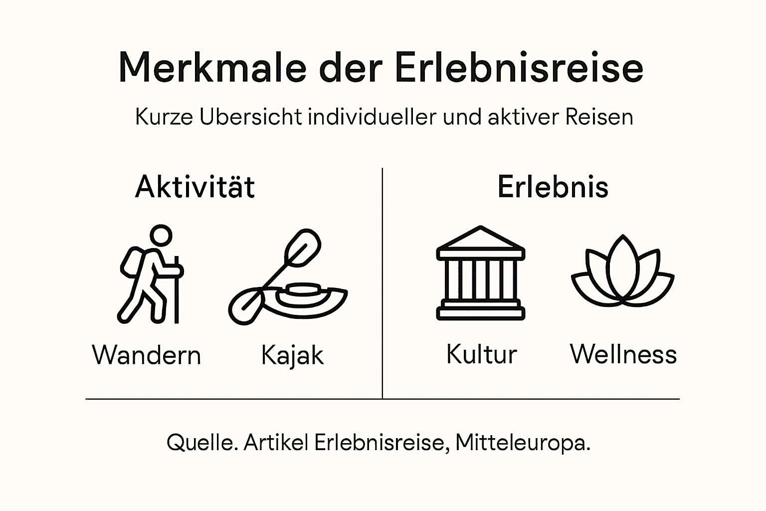 Infografik: Die wichtigsten Eigenschaften einer Erlebnisreise auf einen Blick