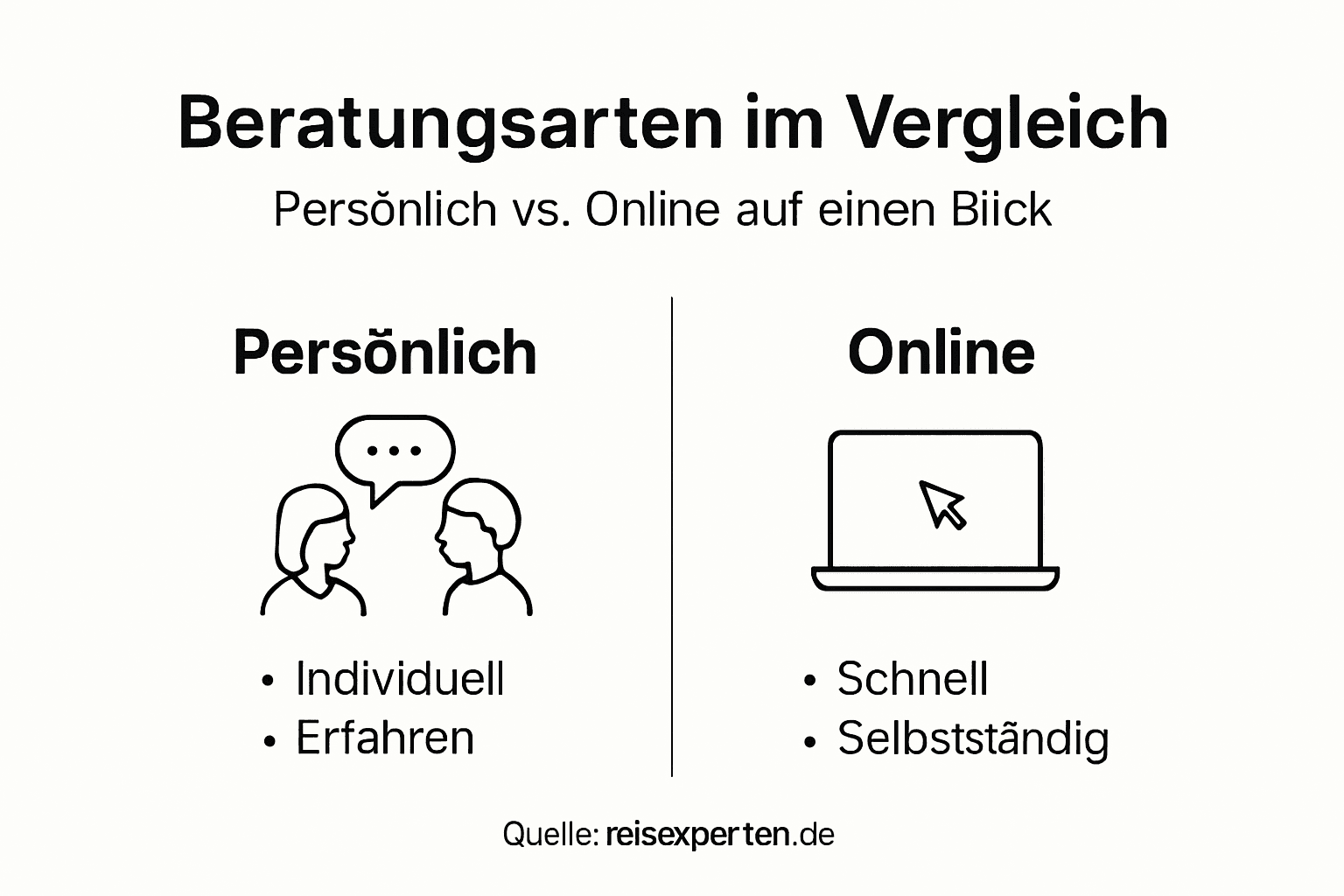Infografik: Die wichtigsten Vorteile und ein &Uuml;berblick zum Vergleich verschiedener Reiseberatungen