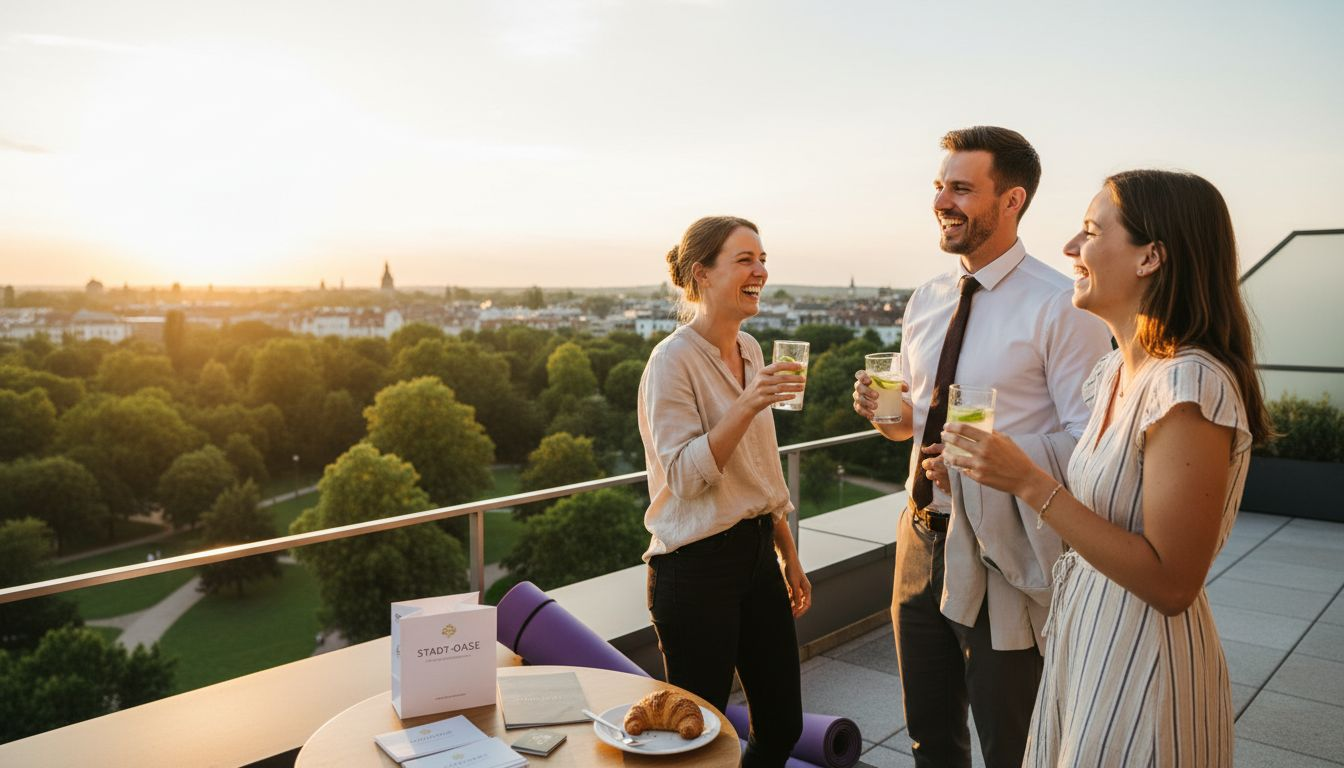 Unser Team l&auml;sst bei strahlendem Sonnenschein die gemeinsame Incentive-Reise auf der Terrasse entspannt ausklingen.