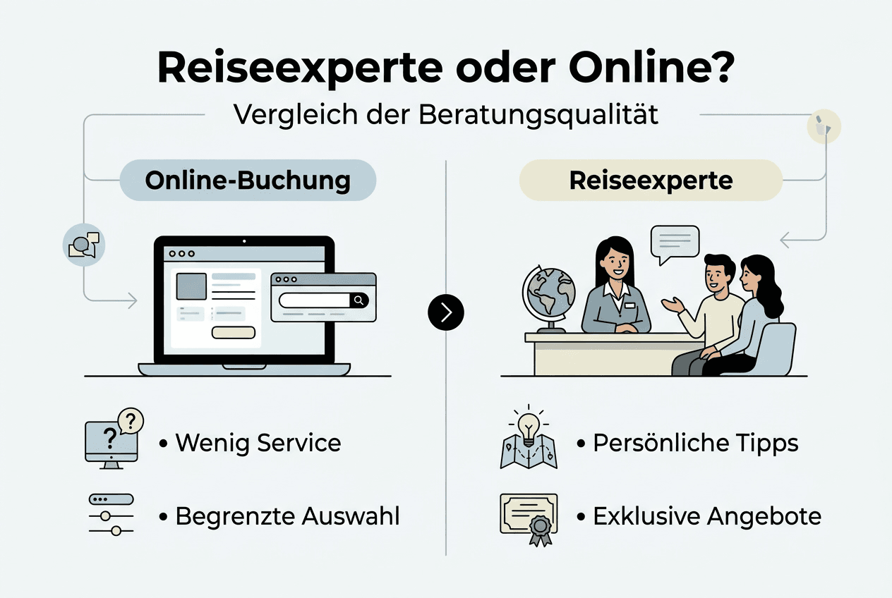Infografik: Pers&ouml;nliche Reiseberatung oder Online-Service &ndash; was passt besser zu Ihnen?