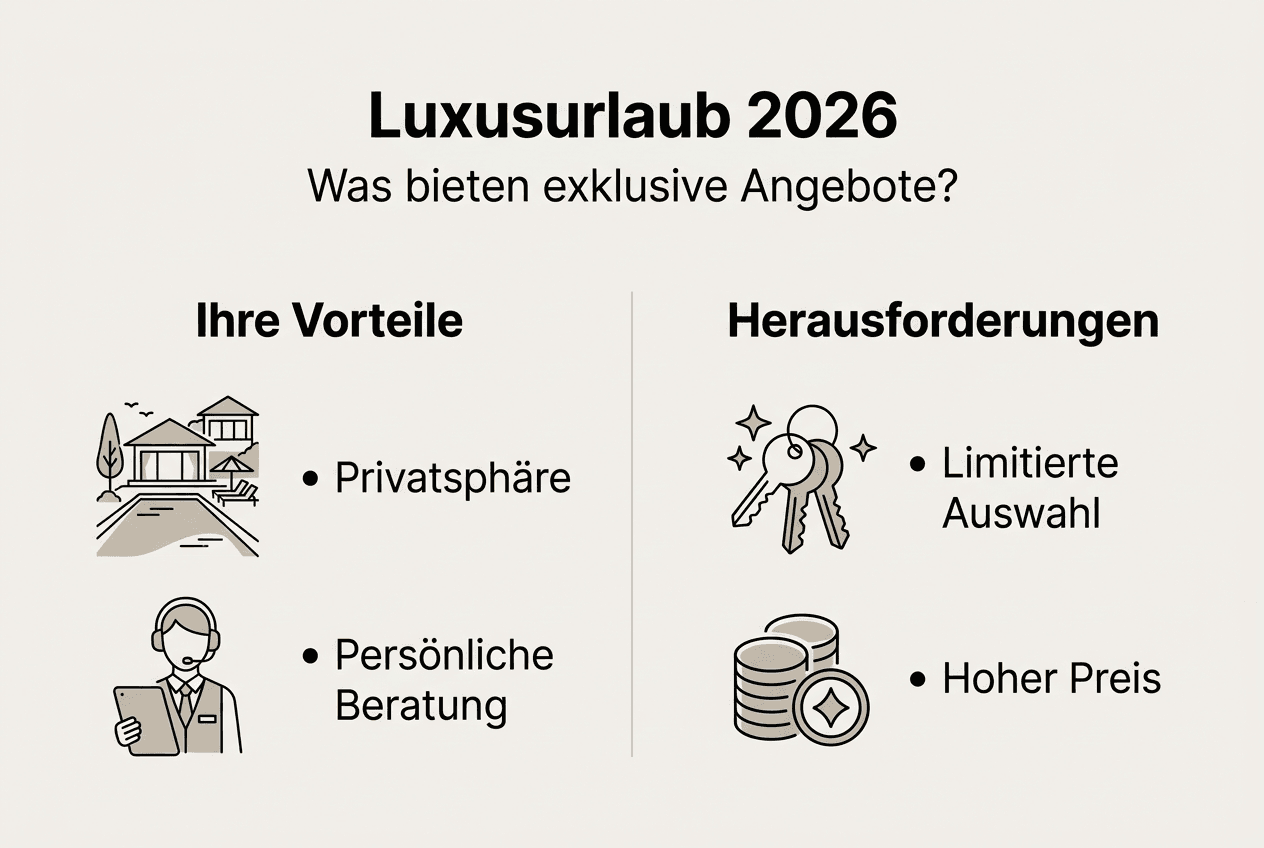 Grafik: Die Vorz&uuml;ge und Herausforderungen eines Luxusurlaubs auf einen Blick